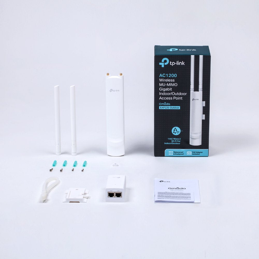 TP-Link EAP225-Outdoor Dualband Gigabit Outdoor WLAN Access Point (300Mbit/s 2,4GHz, 867Mbit/s 5Ghz, 802.3af/at, Omada SDN, IP65 wetterfest für Außenumgebung) weiß