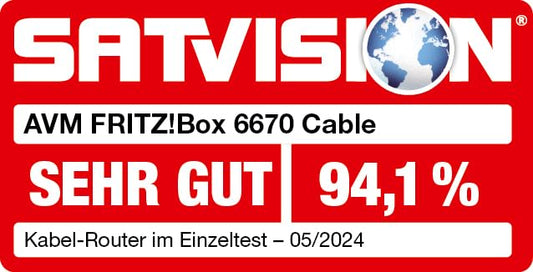 FRITZ!Box 6670 Cable | Router für einen Kabelanschluss (DOCSIS-3.1-Kabelmodem, 2x2 Wi-Fi 7 mit 2.880 MBit/s (5 GHz) und 688 MBit/s (2,4 GHz), Zigbee Integration 1 x 2,5 Gigabit-LAN-Port)