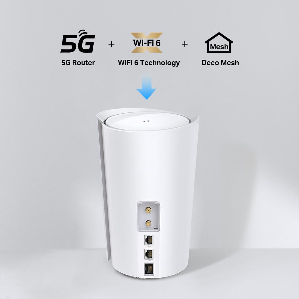 TP-Link Deco X50-5G LTE WLAN Router, 5G Router Sim-karte, 2,5-Gbit/s-Port + 2 x Gigabit-Ports, Wi-Fi 6 AX3000, Unterstützt externe Antenne und Deco Mesh, Nur APP verwaltet, keine Webverwaltungsseite