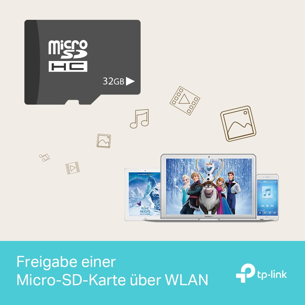 TP-Link M7350 - 4G (CAT4) Tragbarer WLAN-Router, MiFi, Farbbildschirm, 150 Mbit/s, 2000-mAh-Akku (8 Std.), Verbindung von 10 Geräten gleichzeitig, einfache Konfiguration, Farbe Schwarz