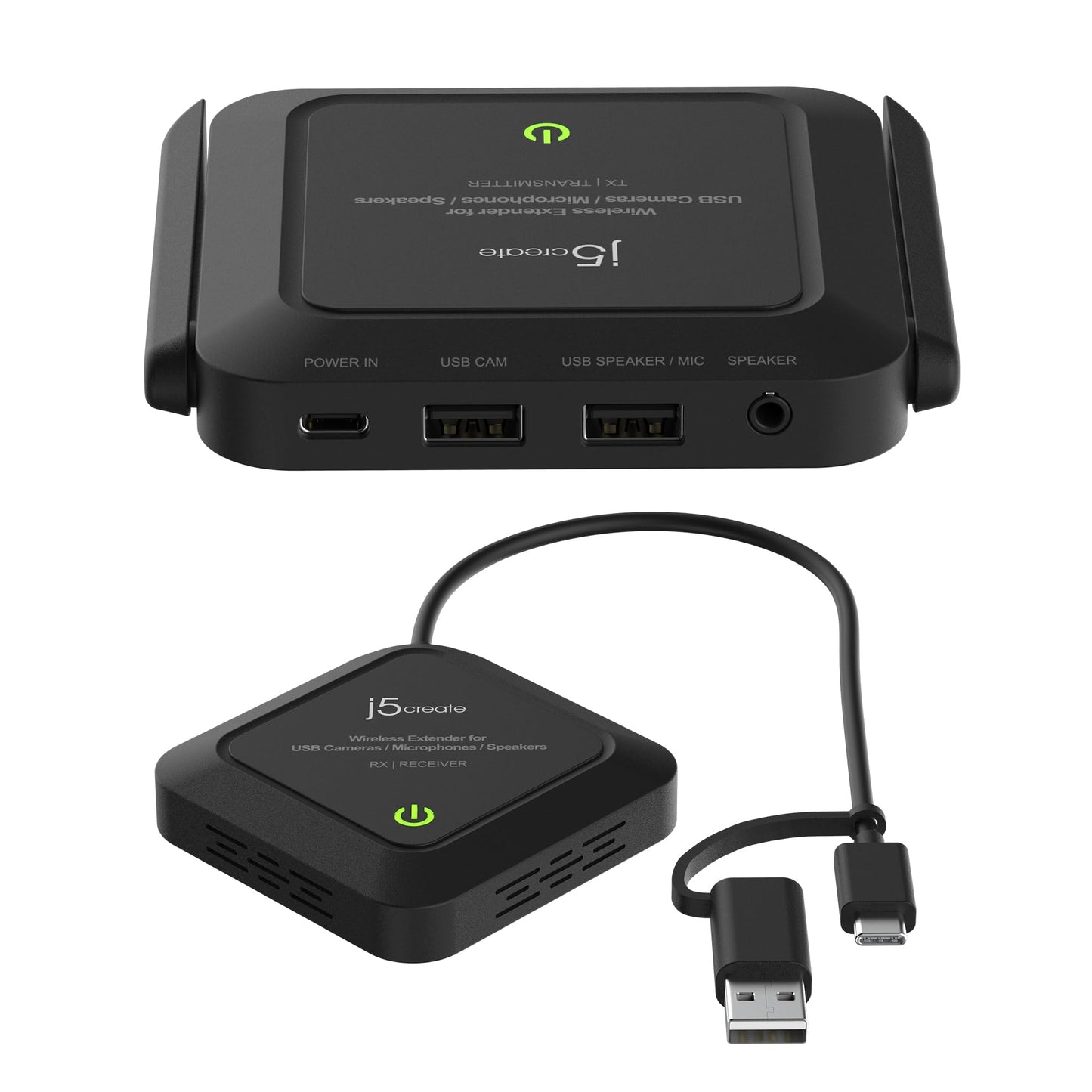 j5create Wireless Extender für USB Webcam/Mikrofone/Lautsprecher, funktioniert mit Windows und Mac, Nicht für TV und USB Maus/Tastatur (JVW120)