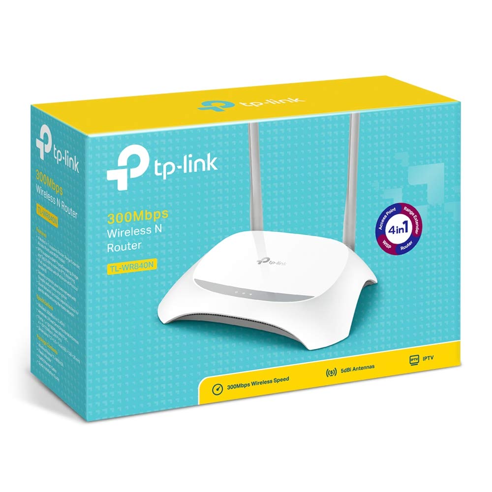 TP-Link TL-WR840N N300 WLAN Router (300Mbit/s (2,4GHz), 4 x 10/100Mbit/s LAN Ports, IPv6, 2 externe Antennen, WPS, Accesspoint Modus), weiß/ schwarz