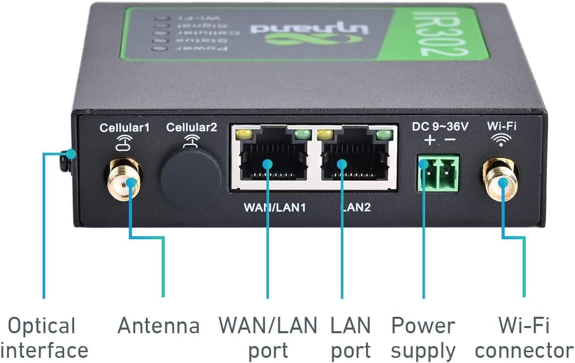 InHand Networks IR302 kompakter Industrie 4G Router, Dual SIM, LTE CAT 4, Wi-Fi, IoT VPN Router,Externe Antenne,Verwaltung über Cloud-Plattform,kompatibel mit jedem Mobilfunk-Provider,Wohnmobil WLAN