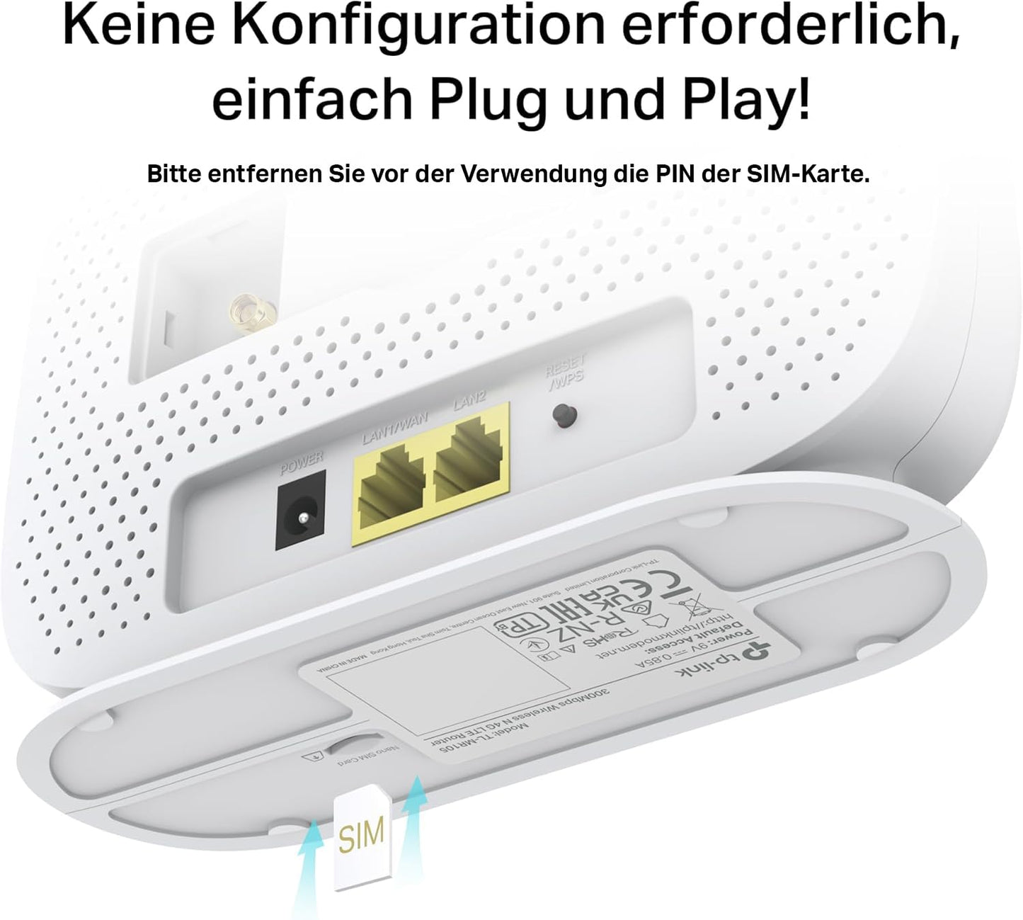 TP-Link TL-MR105 LTE Router, 4G Router unterstützt Nano SIM Karten, 4G Cat4 bis zu 150 Mbit/s, WLAN 2.4GHz 300 Mbit/s, 2 x 100 Mbps Ports, Plug & Play, bis zu 32 Geräte, Kindersicherung, Gast-Netzwer