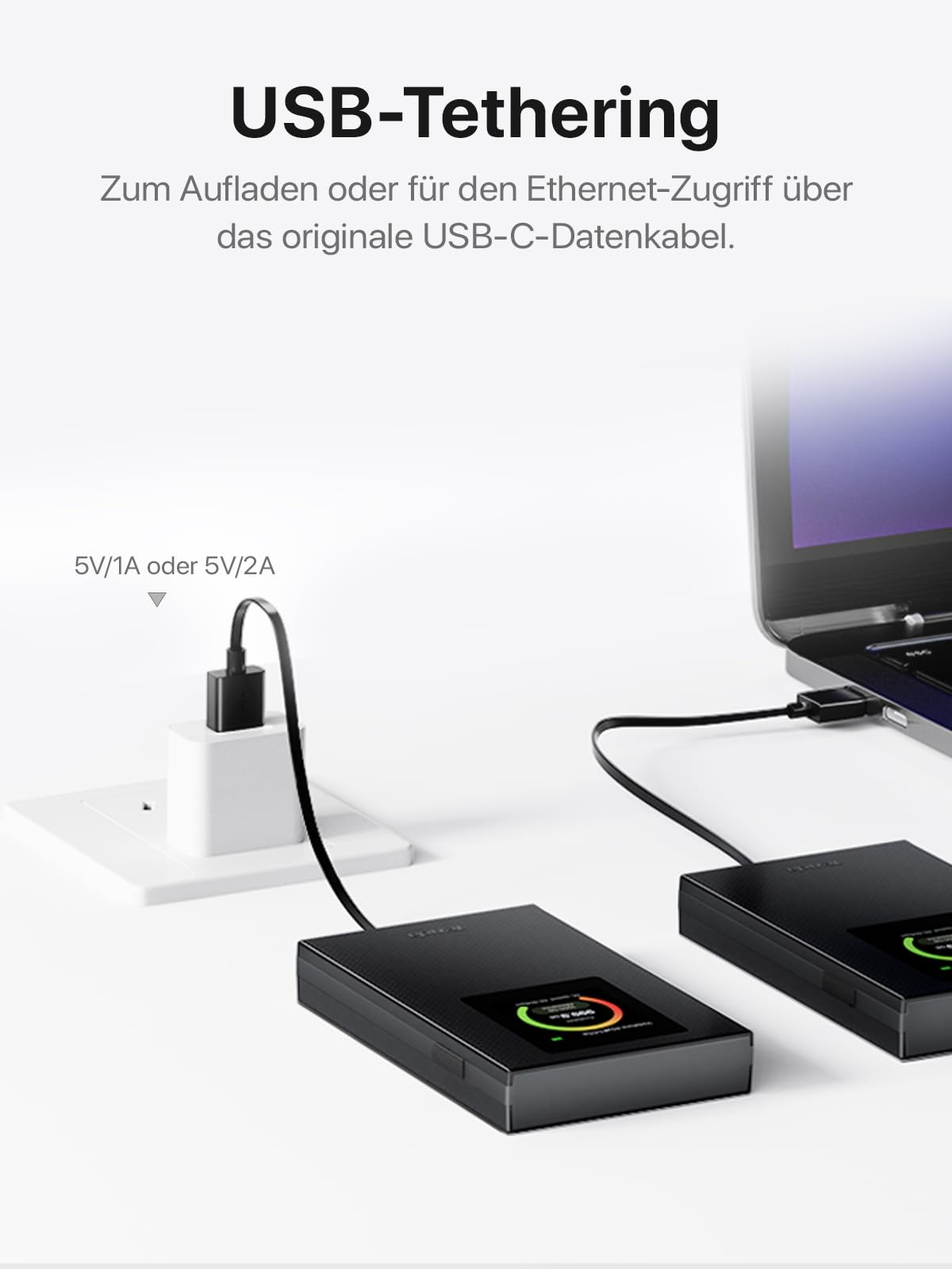 Tenda Mobiler WLAN Router mit LCD-Anzeige, Wi-Fi 6 Tragbarer Hotspot, 2100mAh Akku, USB-C-Port, Plug & Play, WPA3, 4G-Modem, MiFi, Mini-Größe, kompatibel mit entsperrter Nano-SIM-Karten, MF6