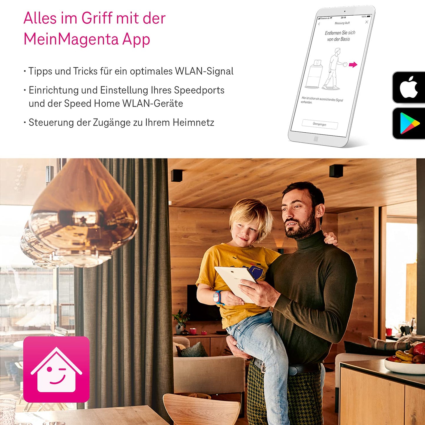 Telekom Speed Home WLAN für Ihr Starkes & stabiles Heimnetzwerk I Wi-Fi 6 fähiger Verstärker mit Mesh-Technologie für optimale Internet-Abdeckung, 4.800 Mbit/s I Plug & Play per WPS, 2 LAN-Anschlüsse