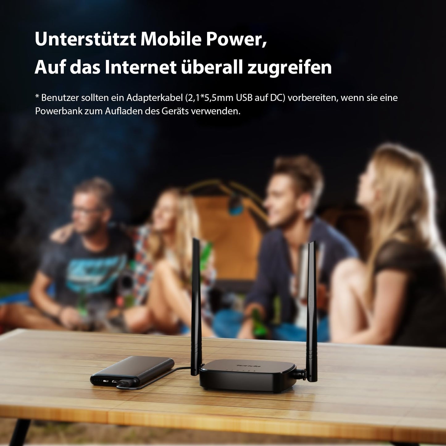 Tenda 4G03 Pro 4G LTE Router, WLAN Router für Nano-SIM-Karten (N300 CAT4, 150 Mbit/s im Download, 300 Mbit/s 2,4GHz) 2*4dBi Antennen, Plug & Play, Fast-Ethernet-Port, App, Router Modus, LED, Schwarz