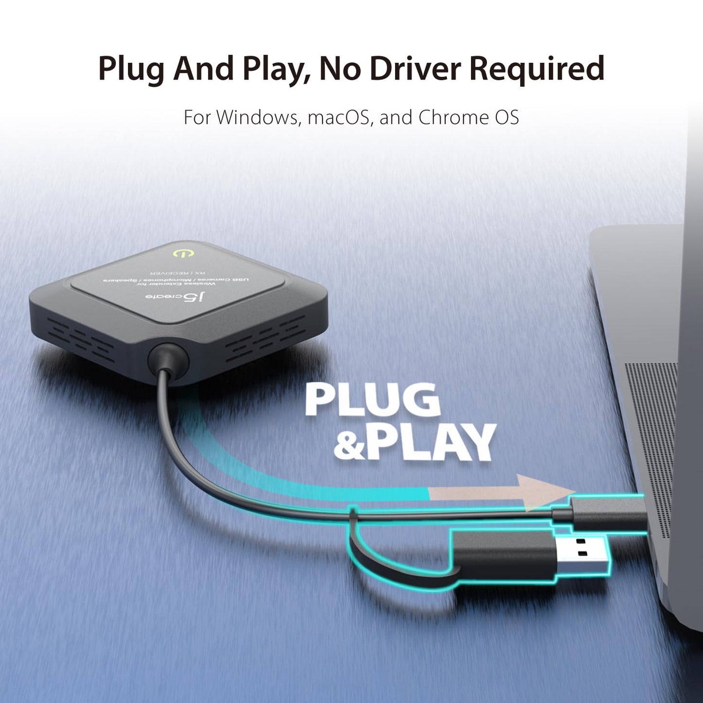 j5create Wireless Extender für USB Webcam/Mikrofone/Lautsprecher, funktioniert mit Windows und Mac, Nicht für TV und USB Maus/Tastatur (JVW120)