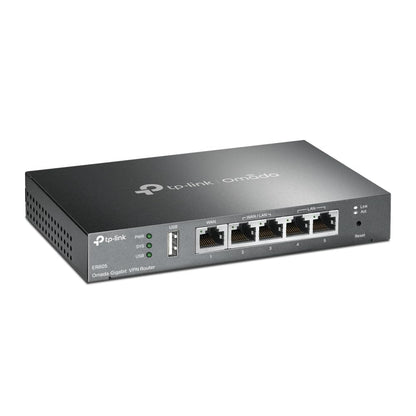 TP-LINK ER605 5 Port Dual/Multiple WAN VPN Router(bis zu 4 Gigabit WAN Ports, hochsicheres, Omada SDN, zentrales Management, intelligente Überwachung, Firewall) schwarz, ideal für Büronetzwerk