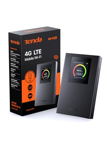 Tenda Mobiler WLAN Router mit LCD-Anzeige, Wi-Fi 6 Tragbarer Hotspot, 2100mAh Akku, USB-C-Port, Plug & Play, WPA3, 4G-Modem, MiFi, Mini-Größe, kompatibel mit entsperrter Nano-SIM-Karten, MF6