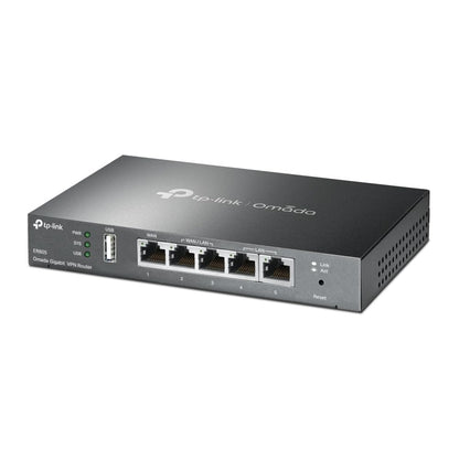 TP-LINK ER605 5 Port Dual/Multiple WAN VPN Router(bis zu 4 Gigabit WAN Ports, hochsicheres, Omada SDN, zentrales Management, intelligente Überwachung, Firewall) schwarz, ideal für Büronetzwerk
