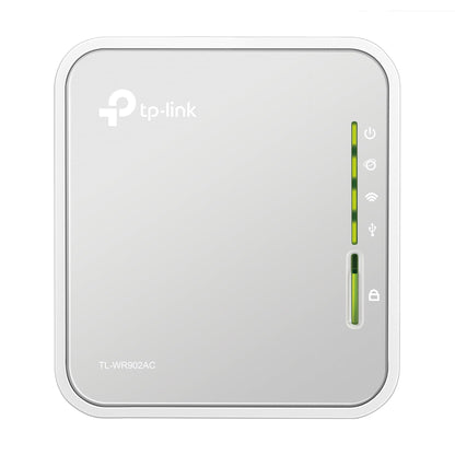TP-Link TL-WR902AC AC750 WLAN Nano Router (433Mbit/s (5GHz) +300Mbit/s (2,4GHz) (tragbar, Accesspoint, TV Adapter, Repeater, Router, Client, Media, FTP Server), weiß/ grau
