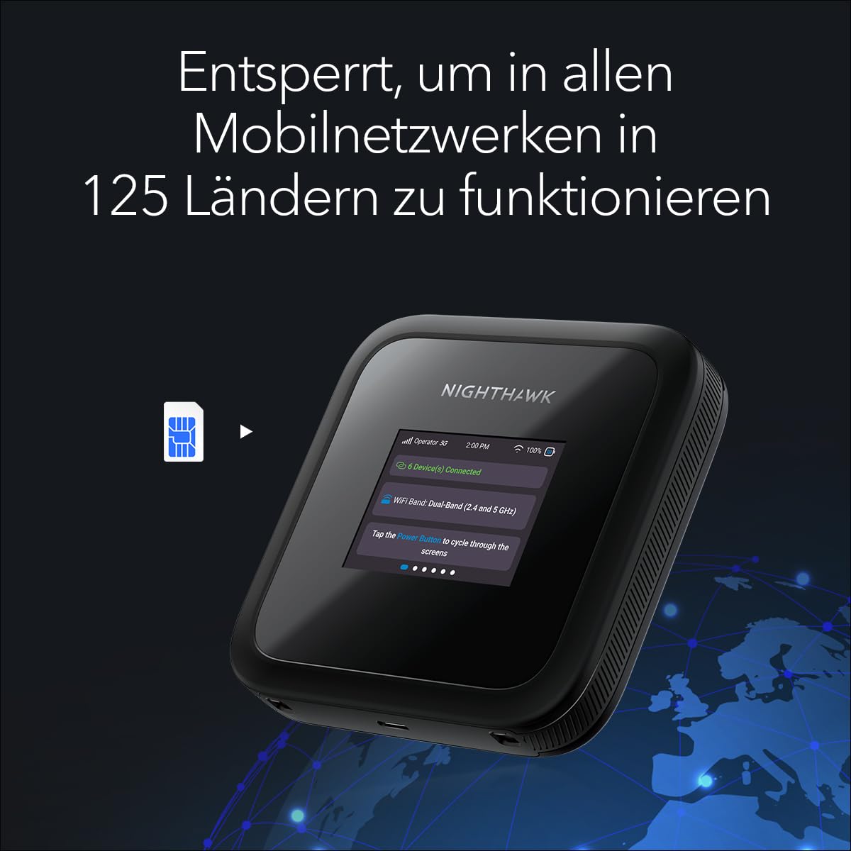 NETGEAR Nighthawk M3 – 5G Router SIM Karte, Mobiler WLAN Router | bis zu 2,5 GBit/s – SIM-Steckplatz entsperrt – Tragbarer WLAN-Hotspot z– 5G- und 4G-MiFi, bis zu 32 Geräte (MH3150)