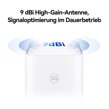 5G CPE 5s, H153, 5G Router SIM, Wi-Fi 6 AX3000, DL 3600 Mbit/s/UL 500 Mbit/s, 9-dBi-Antenne mit hoher Verstärkung, LAN/WAN-Anschluss, Visualisierte WLAN-Diagnose, 30 Monate Garantie