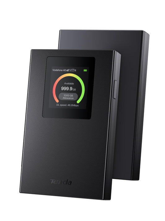 Tenda Mobiler WLAN Router mit LCD-Anzeige, Wi-Fi 6 Tragbarer Hotspot, 2100mAh Akku, USB-C-Port, Plug & Play, WPA3, 4G-Modem, MiFi, Mini-Größe, kompatibel mit entsperrter Nano-SIM-Karten, MF6