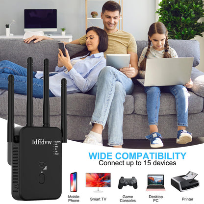 Aenxwa WLAN Repeater WLAN Verstärker 1200Mbit/s Dualband 2,4GHz+5GHz WiFi Booster mit Repeater/Router/Access Point Modus,4 Antenne,Einfache Einrichtung,WiFi Range Extender Mit LAN/WAN Port